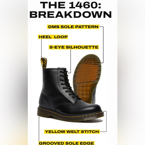 Dr. Martens 1460 Smooth Leather Lace Up Boots Women’s Size 10 - Picture 14 of 16